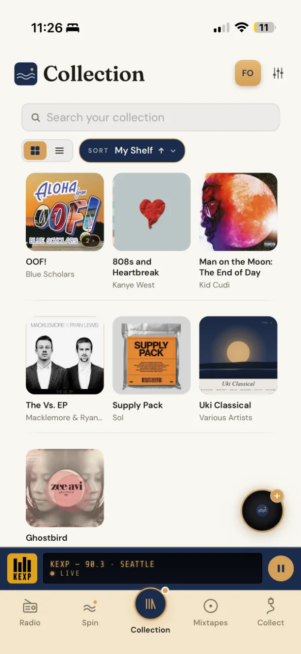 Your record collection in Uki Music, sorted on your shelf